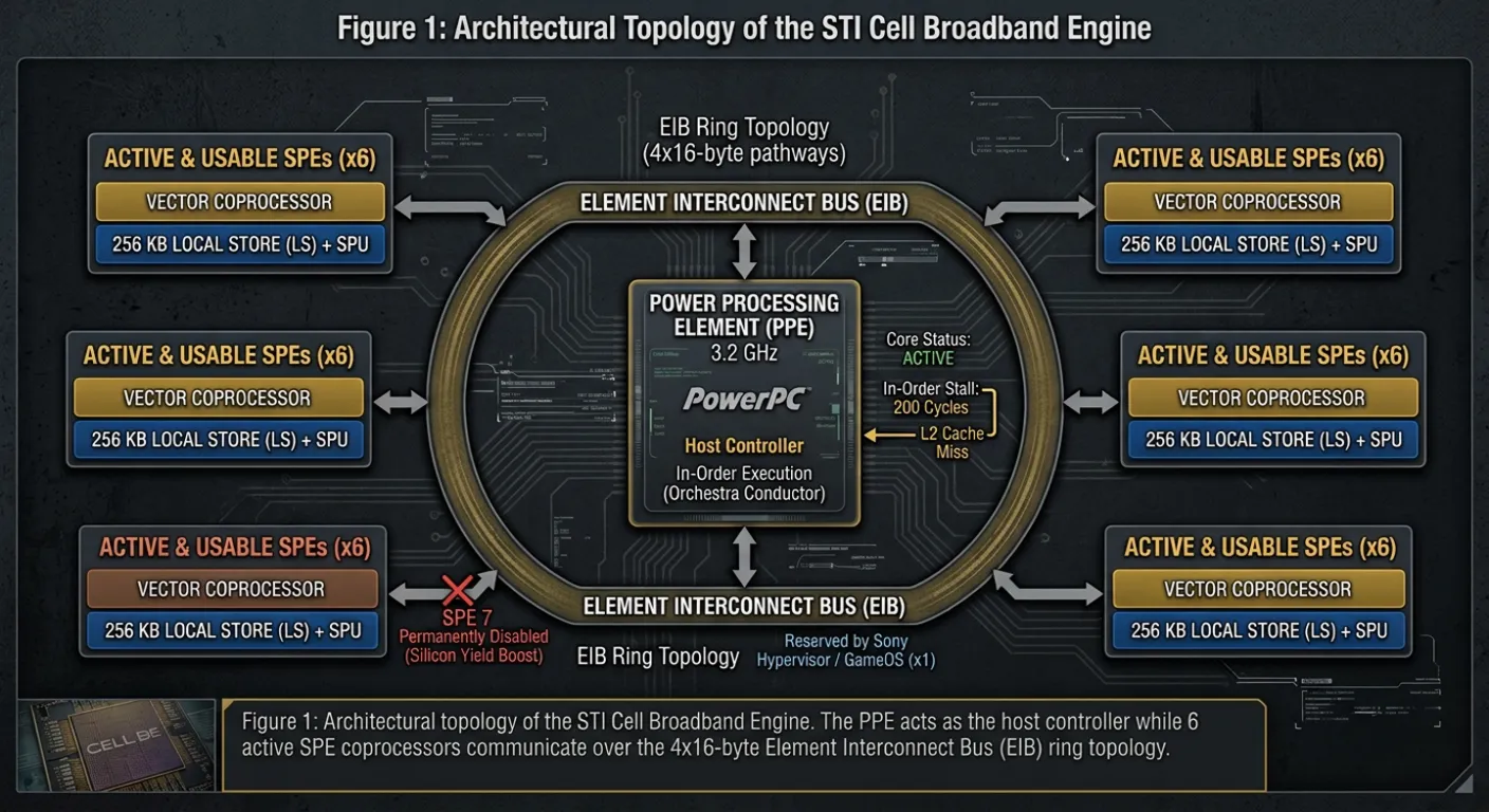 Figure 1: Architectural layout of the STI Cell Broadband Engine processor