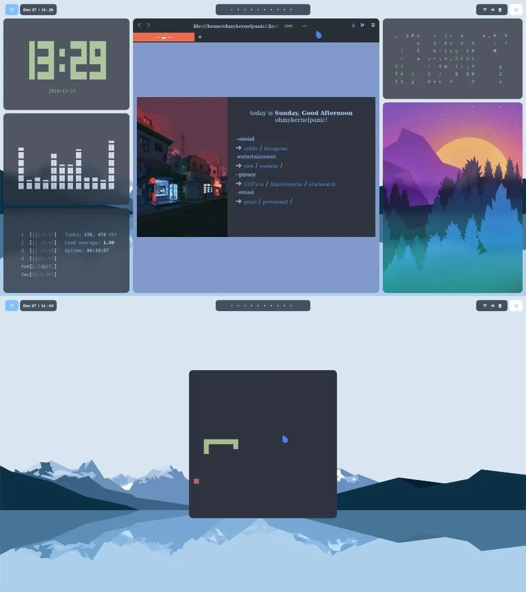 Combined view of the customized Nordic desktop environment