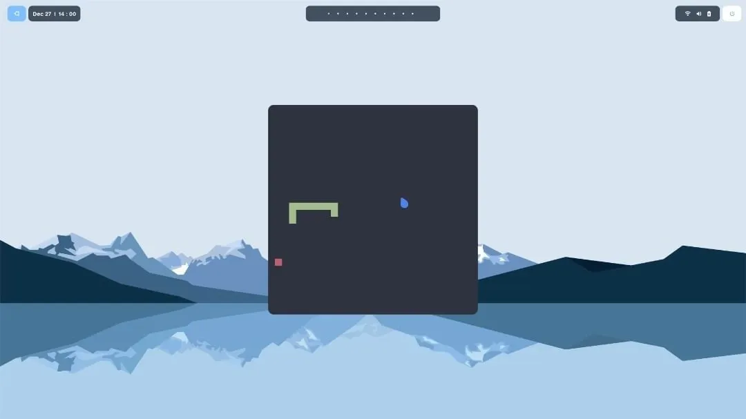 Terminal Snake game running inside the customized environment