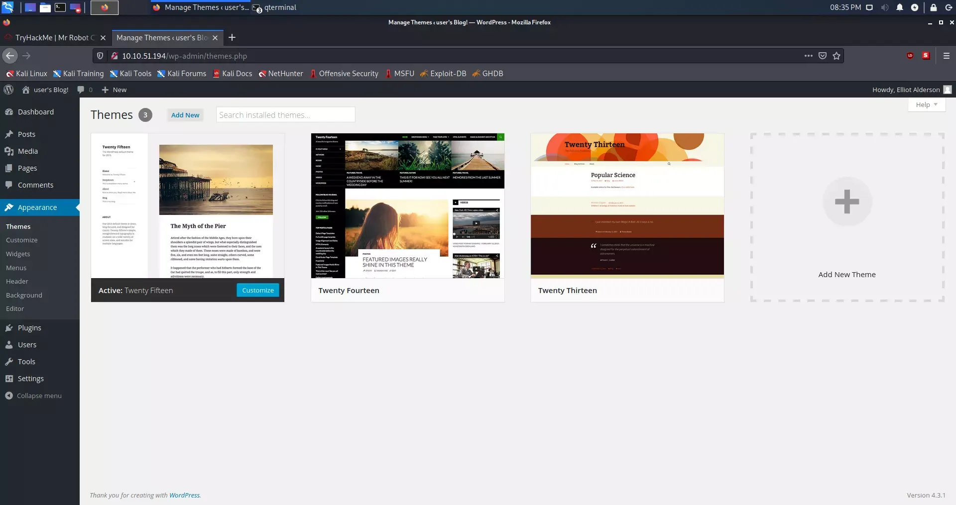 Theme Editor navigation